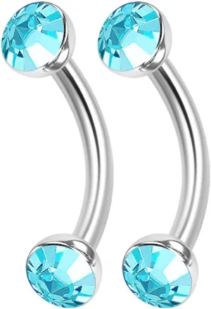 2PCS Surgical Steel Curved Barbell 16 gauge 5/16 8mm 3mm Crystal Ball Helix Earrings Eyebrow Piercing Jewelry See More Colors