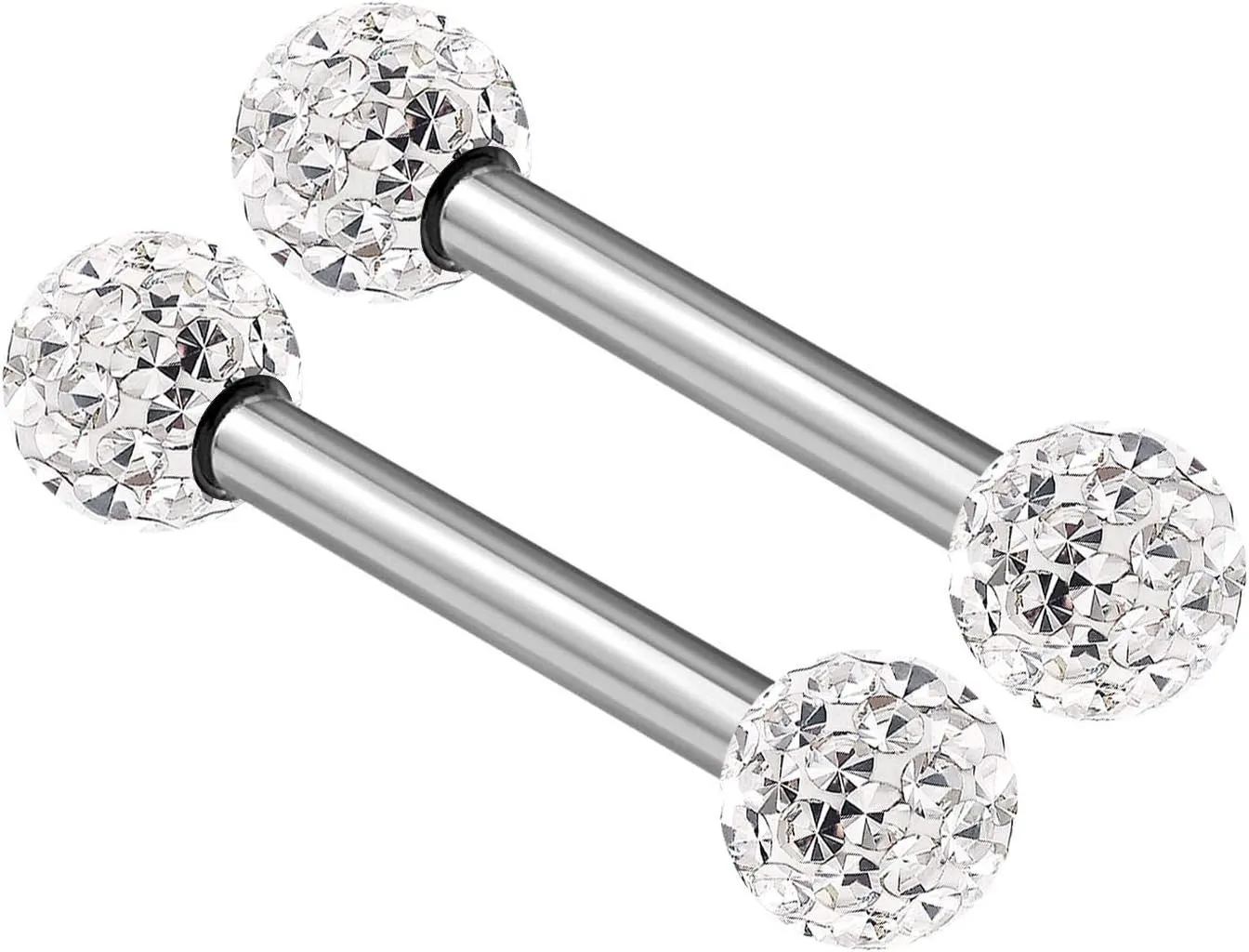 2PCS Surgical Steel Straight Barbell 16g 5/16 8mm 3mm Crystal Ball Tragus Earrings Cartilage Piercing Jewelry See More Colors