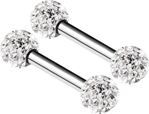 2PCS Surgical Steel Straight Barbell 16g 5/16 8mm 3mm Crystal Ball Tragus Earrings Cartilage Piercing Jewelry See More Colors