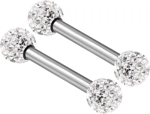 2PCS Surgical Steel Straight Barbell 16g 5/16 8mm 3mm Crystal Ball Tragus Earrings Cartilage Piercing Jewelry See More Colors