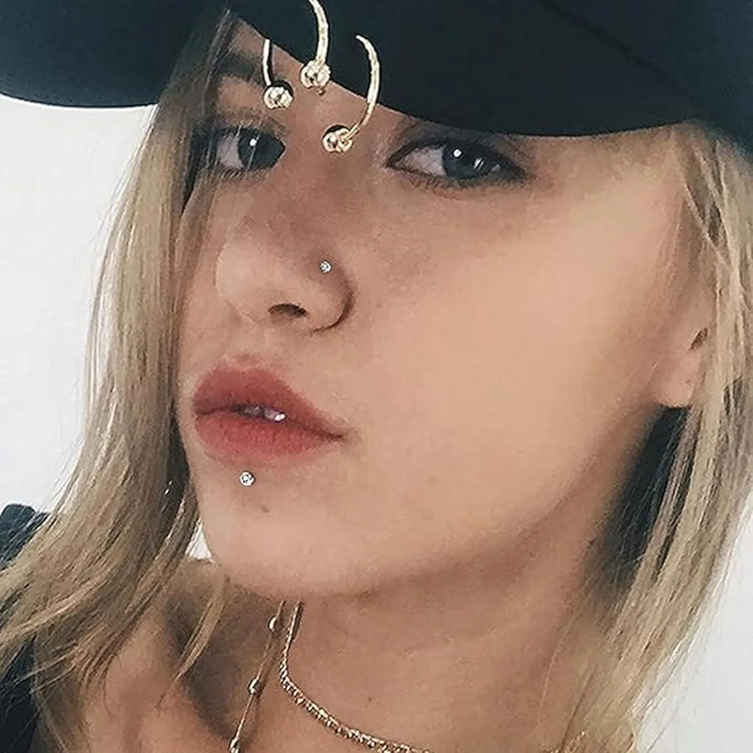 36PCS Stainless Steel Nose Ring Body Piercing Jewelry, Nose Bone Stud Nose Hoop Crystal Hypoallergenic, Nose Studs Boxed