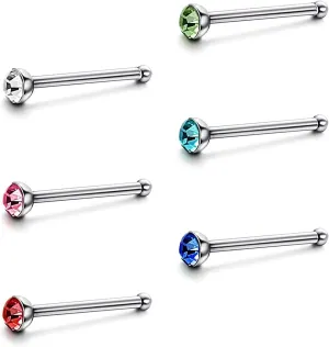 36PCS Stainless Steel Nose Ring Body Piercing Jewelry, Nose Bone Stud Nose Hoop Crystal Hypoallergenic, Nose Studs Boxed