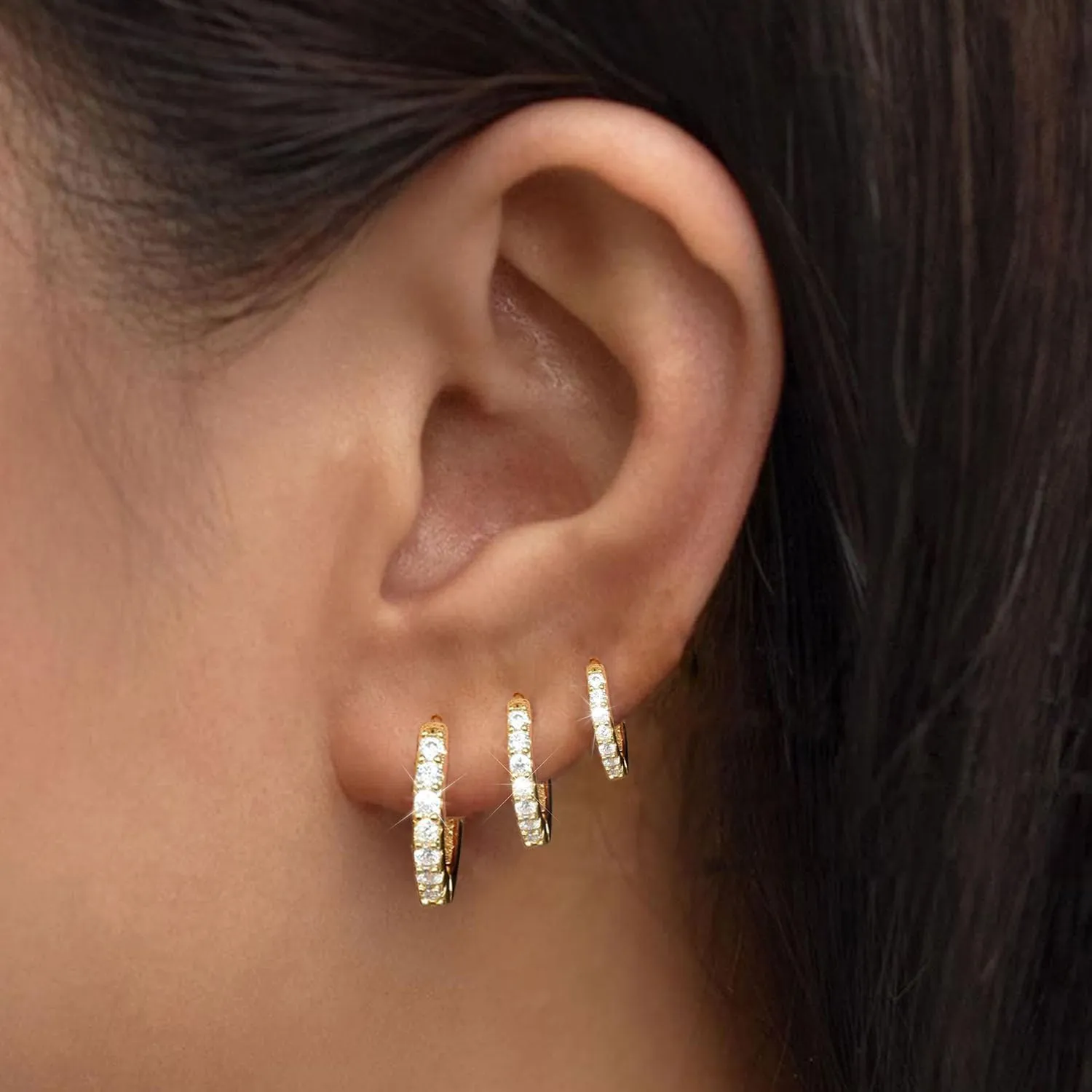 3Pairs    Set for Women Trendy Chunky Huggie Dainty Earrings Jewelry for Women Teens