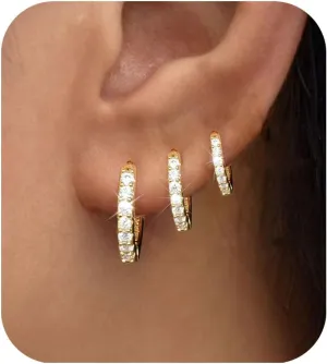 3Pairs    Set for Women Trendy Chunky Huggie Dainty Earrings Jewelry for Women Teens