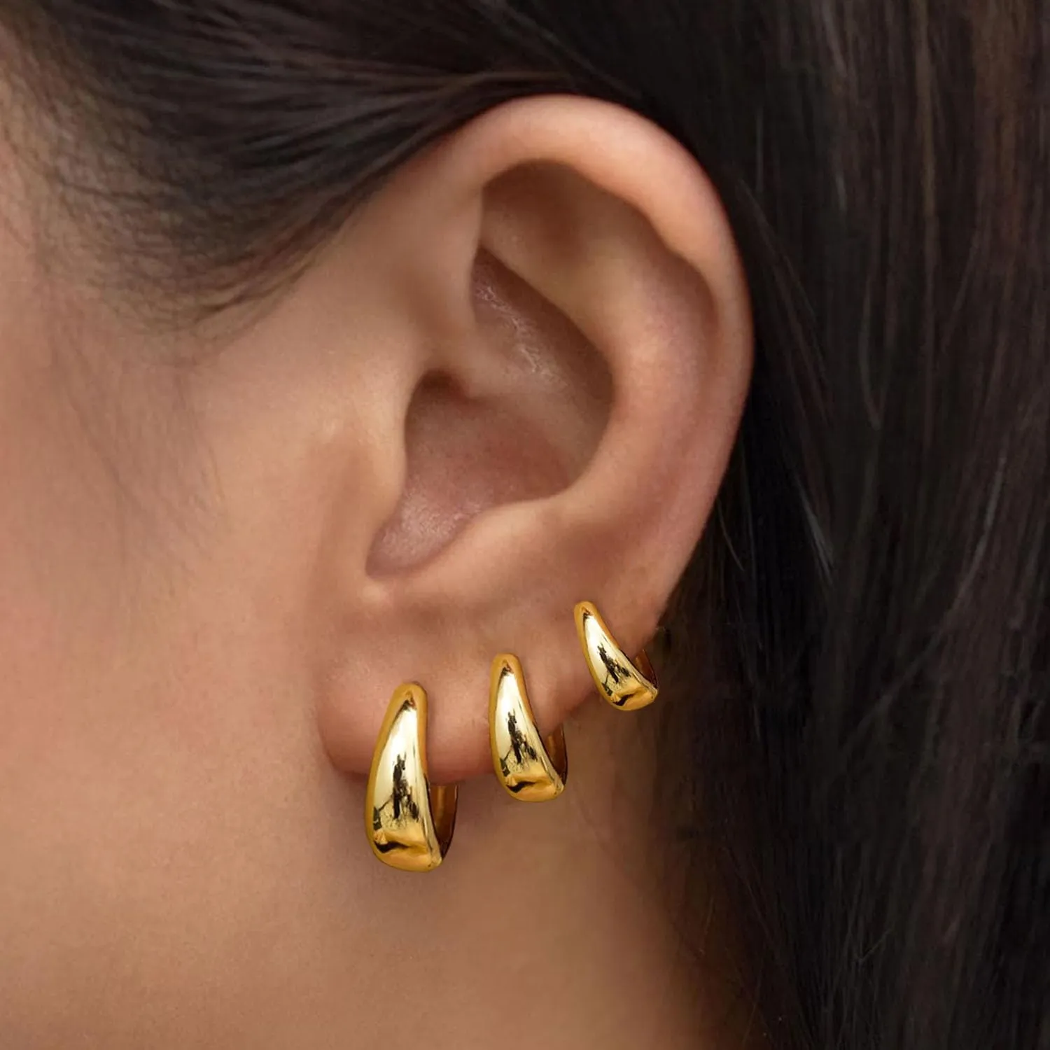 3Pairs    Set for Women Trendy Chunky Huggie Dainty Earrings Jewelry for Women Teens