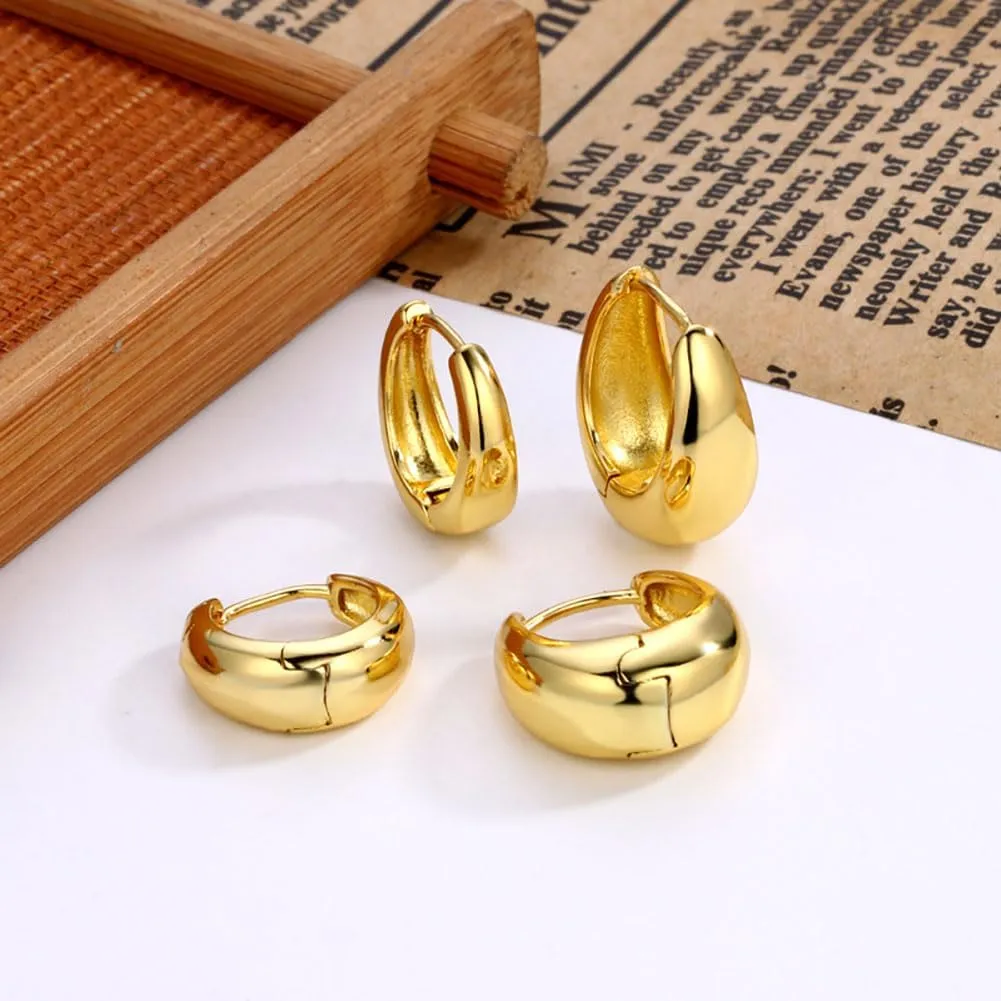 3Pairs    Set for Women Trendy Chunky Huggie Dainty Earrings Jewelry for Women Teens