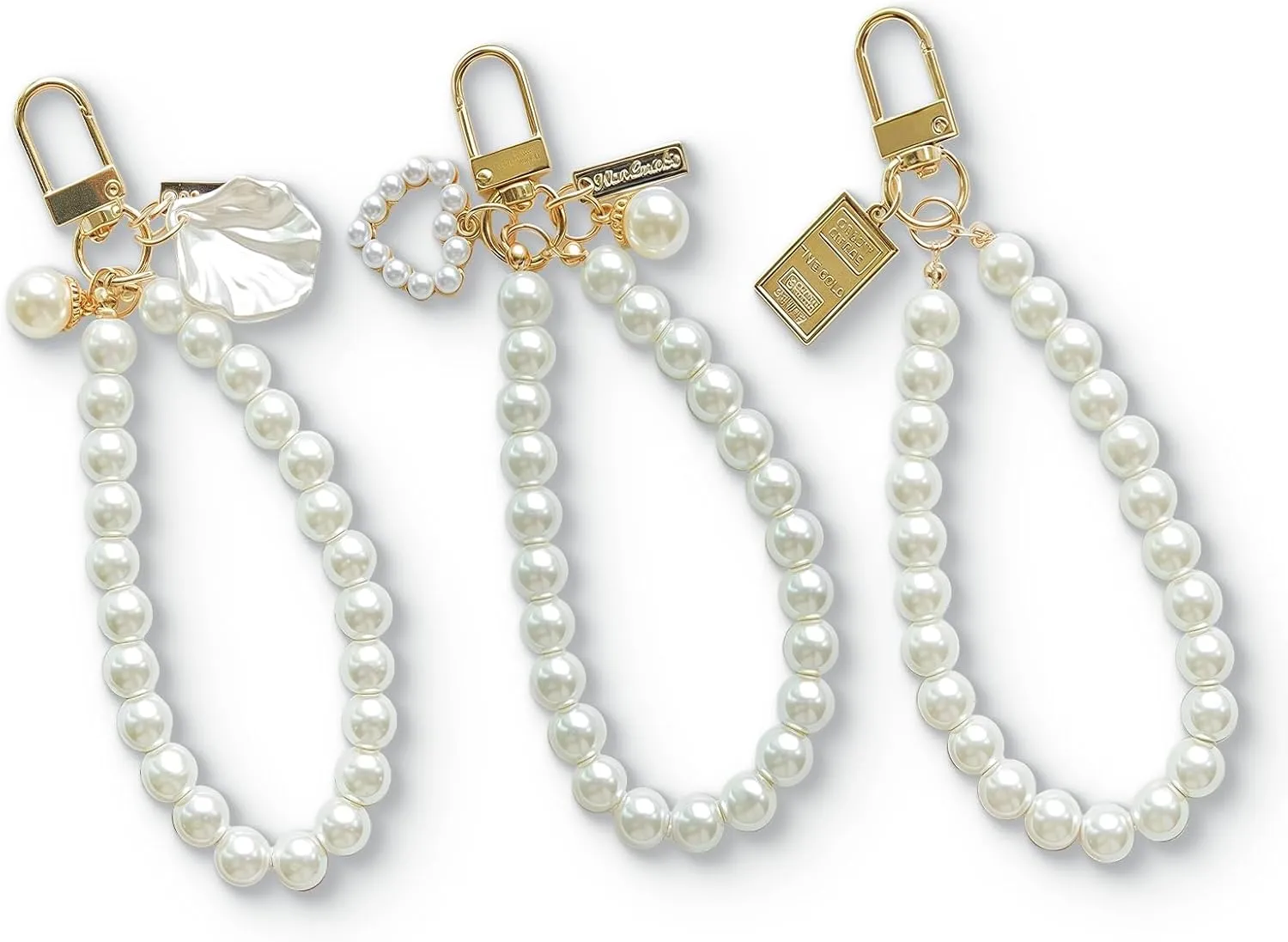 3PCS Pearl Beaded Keychains for Women, Phone Chain Pendant, Keychain for Backpack/Purse/Bag