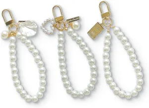 3PCS Pearl Beaded Keychains for Women, Phone Chain Pendant, Keychain for Backpack/Purse/Bag