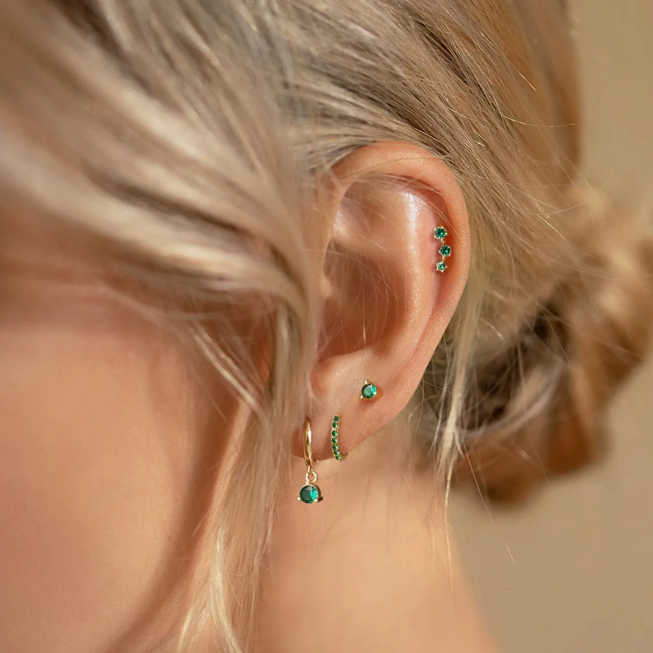 4 Pairs Stud Hoop Earrings Set for Women, Trendy Dangle Jacket Huggie Stacks for Multiple Piercing, Hypoallergenic Cartilage Jewelry Gifts