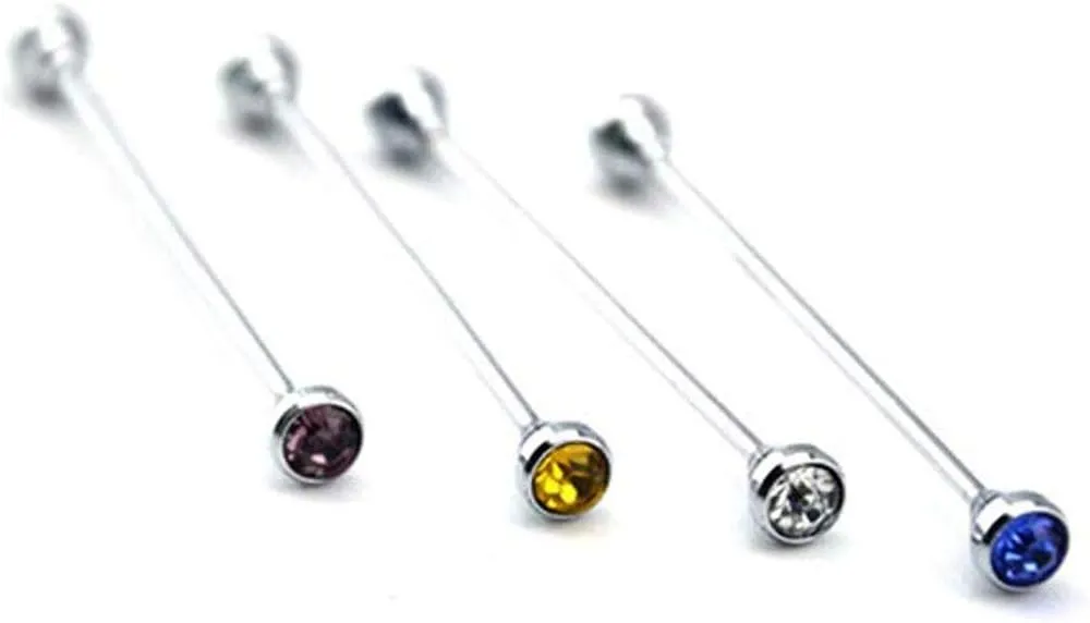 4 Pcs Men's Crystal Collar Bar Pin Shirt Tie Necktie Pin Clip Clasp Cravat Pin Lapel Stick Brooch
