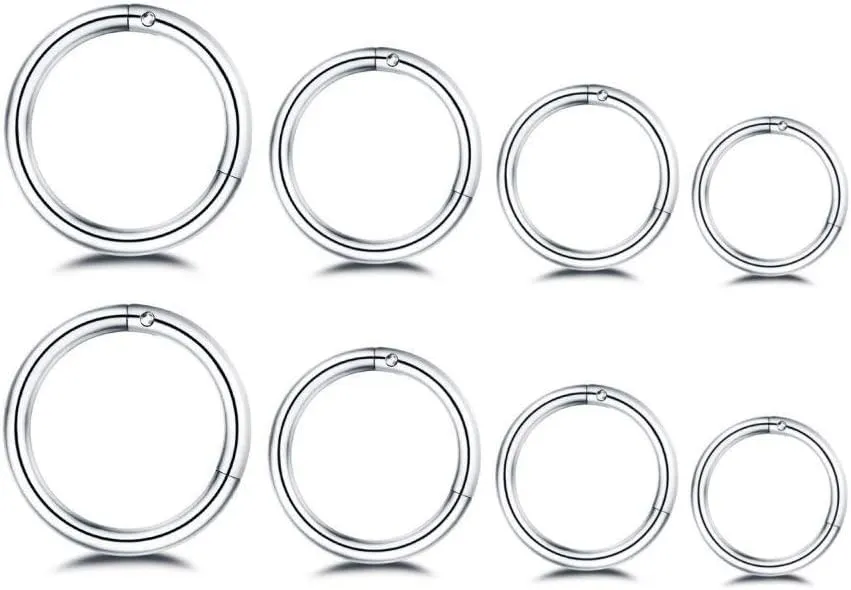 4Pairs Nose Rings Hoop Earrings for Women Men Boys 6-12mm (18g silver)