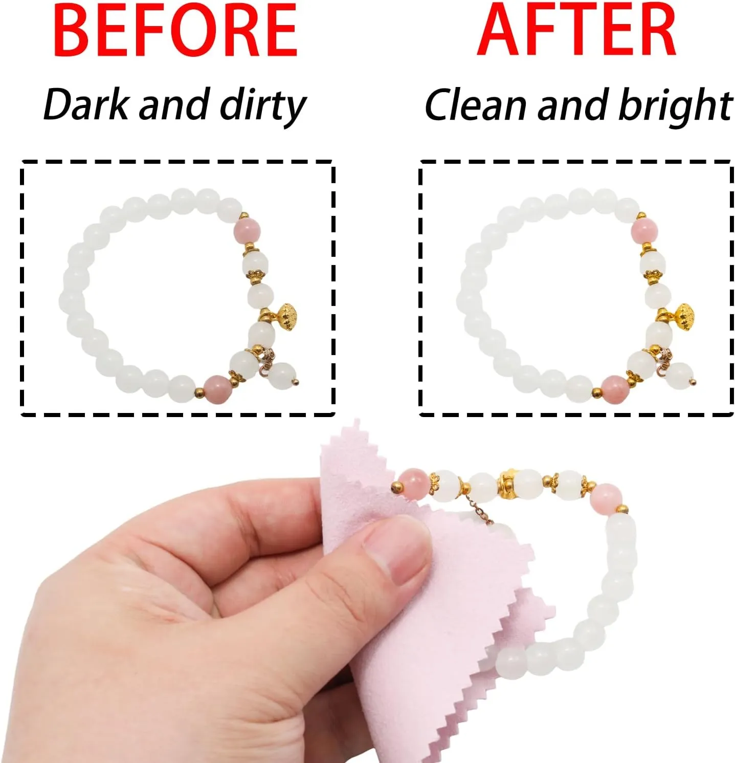 50 Pcs Pink Jewelry Cleaning Cloth - Premium Polish Cloth for Silver, Gold, Platinum & Glasses (Wrapped Tarnish Remover)