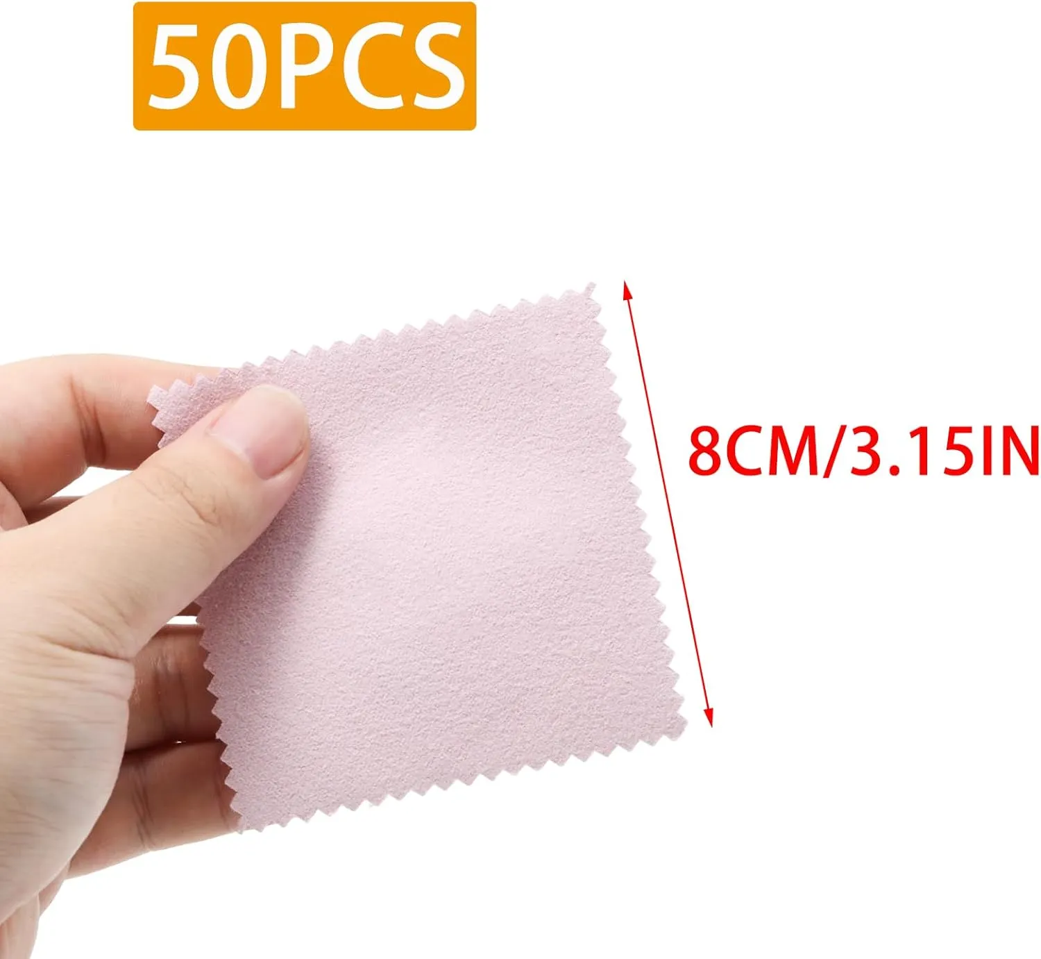 50 Pcs Pink Jewelry Cleaning Cloth - Premium Polish Cloth for Silver, Gold, Platinum & Glasses (Wrapped Tarnish Remover)