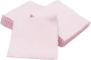 50 Pcs Pink Jewelry Cleaning Cloth - Premium Polish Cloth for Silver, Gold, Platinum & Glasses (Wrapped Tarnish Remover)