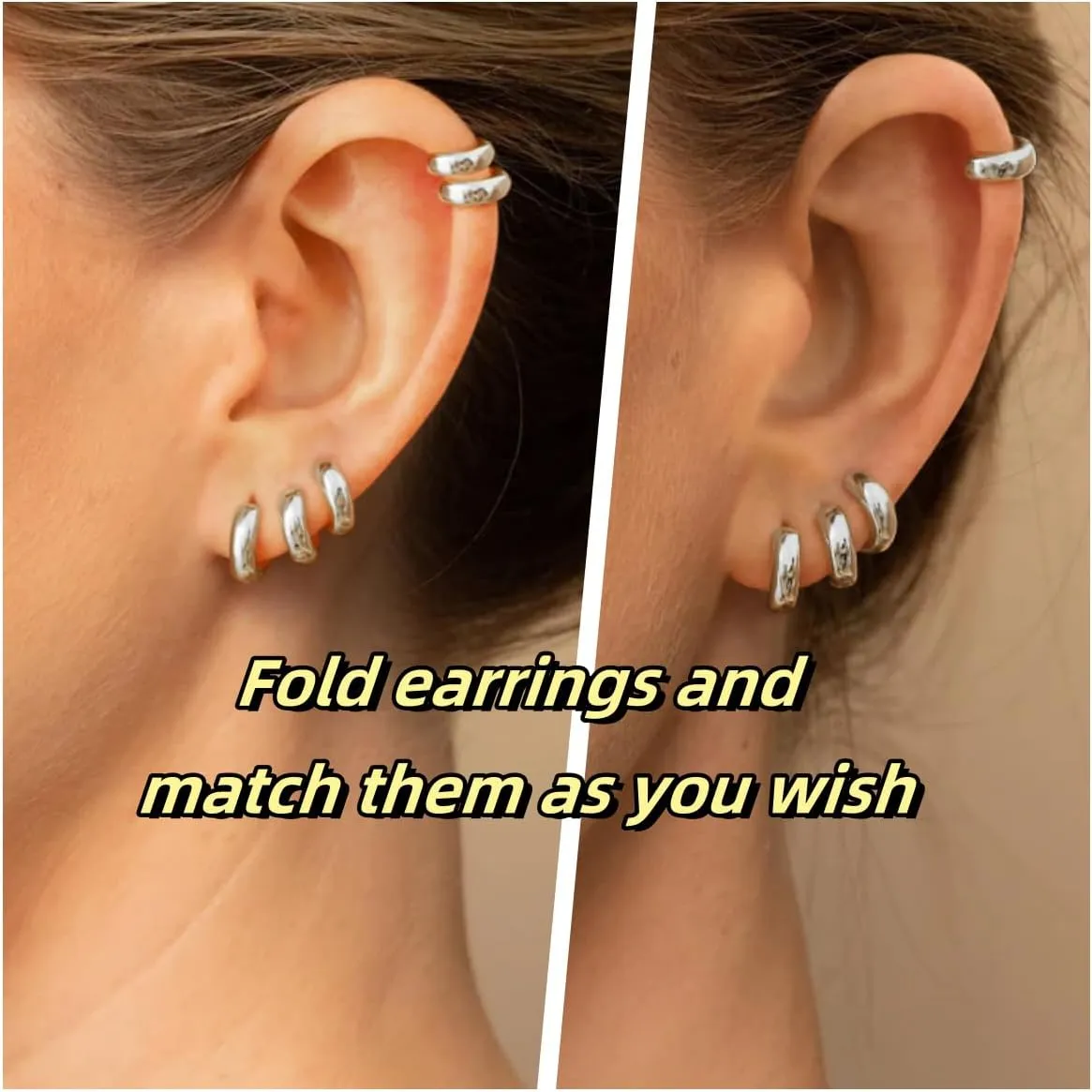 5Pairs Gold Hoop Earrings for Women, Dainty 14K Gold Plated Huggie Hoop Earrings for Women Lightweight Cartilage Earrings Set for Multiple Piercing Cartilage Hoop Earrings Stack Trendy Jewelry (8mm 9mm 10mm 11mm 12mm)