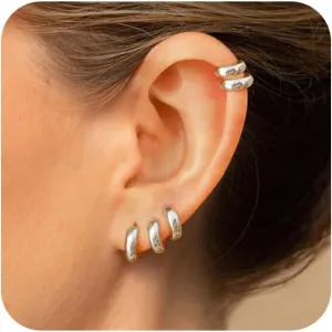 5Pairs Gold Hoop Earrings for Women, Dainty 14K Gold Plated Huggie Hoop Earrings for Women Lightweight Cartilage Earrings Set for Multiple Piercing Cartilage Hoop Earrings Stack Trendy Jewelry (8mm 9mm 10mm 11mm 12mm)