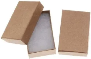 6 Pack Brown Kraft Cotton Filled Color Cardboard Neck, Ring, Earring, Pendant, Pocket Watch, Body Jewelry, Gift and Retail Boxes Size 3 1/4" x 2 1/8" x 1" Inch - by R J Displays