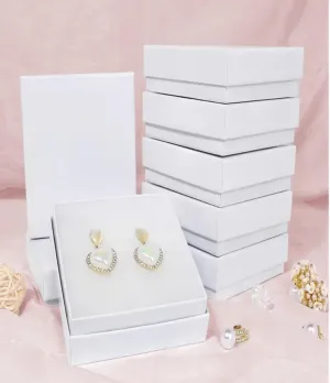 6 Pack Cotton Filled Swirl White Color Cardboard Jewelry Neck, Ring, Earring, Pendant, Pocket Watch, Body Jewelry, Gift and Retail Boxes Size 3 1/4" x 2 1/8" x 1" Inch - by R J Displays (White)