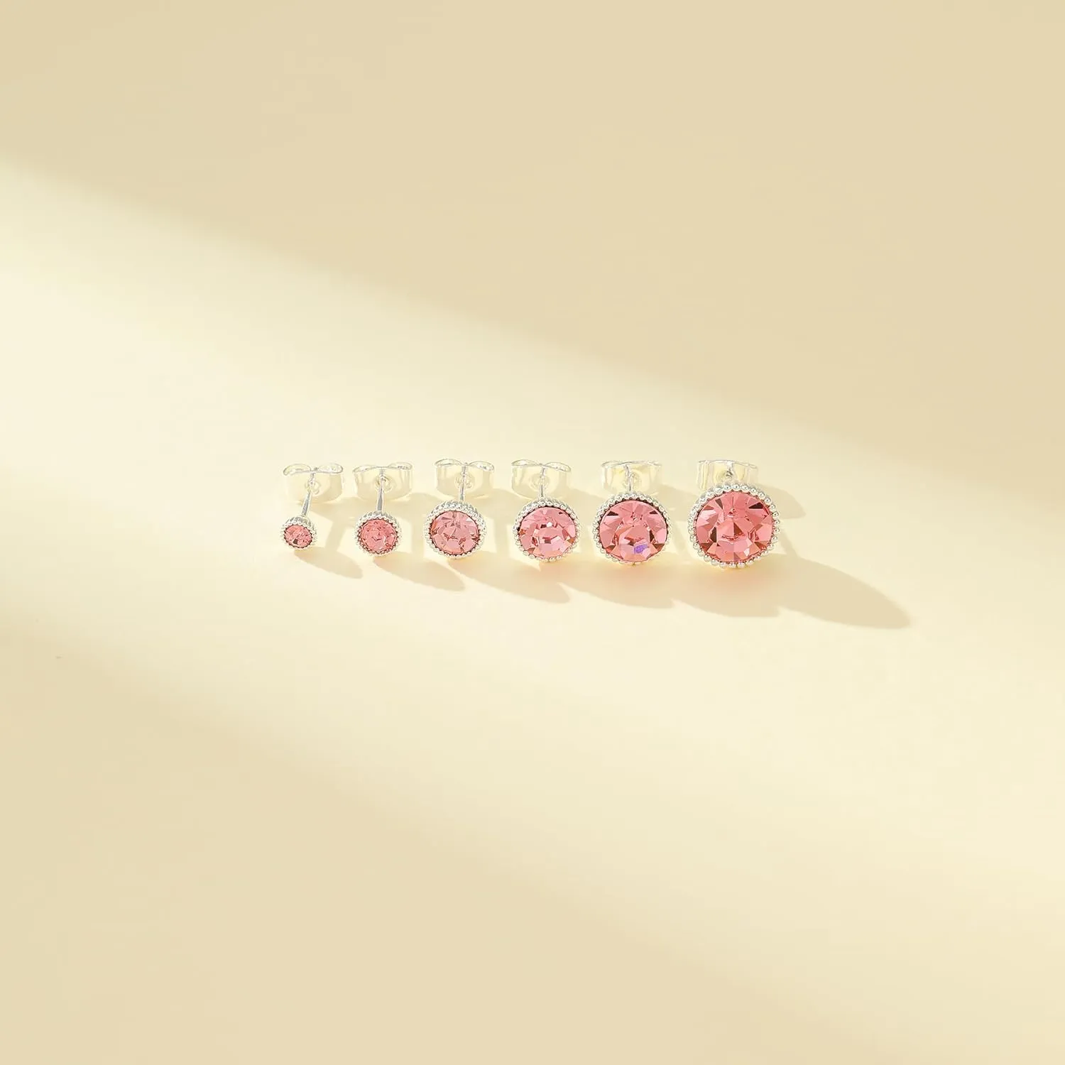 6 Pairs Rhinestone Stud Earrings Set,Hypoallergenic Earrings for Women Trendy Birthstone Jewelry Gifts