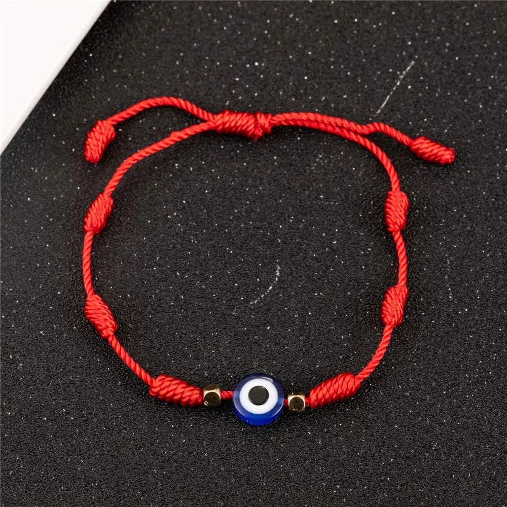 6 Pieces Handmade Knots Red Black Evil Eye Bracelets for Protection and Good Luck, Adjustable Kabbalah Friendship String Bracelets for Women Men