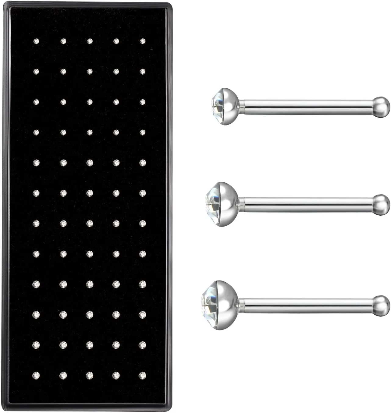 60pcs Small Nose Studs Stainless Steel CZ Nose Piercing Jewelry Tiny Bone Studs for Women Men Hypoallergenic 22G