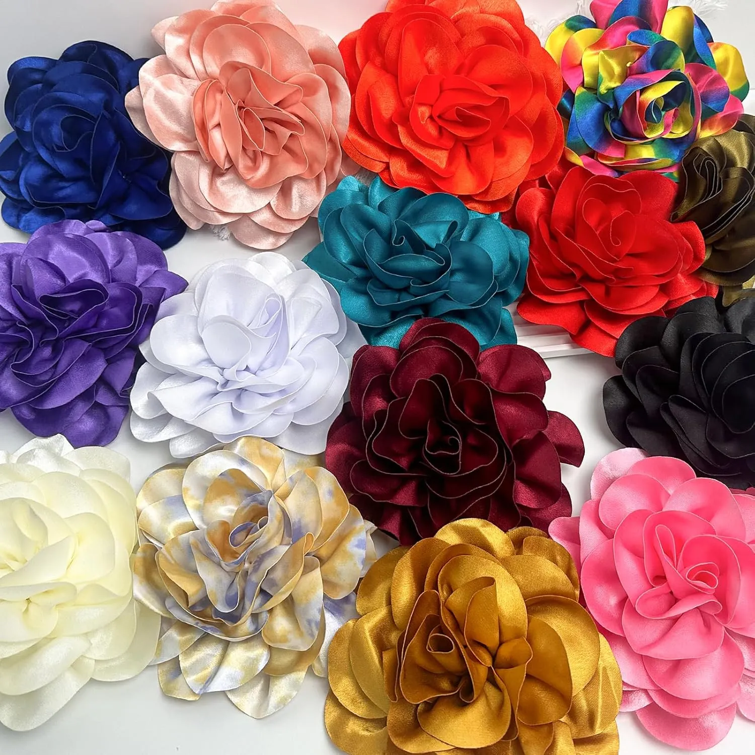 7.5in Extra Large Rose Brooch Exquisite Shiny Satin Camellia Brooch Oversized Flower Brooch Lapel Pin,Suitable For Women Dance Banquet Wedding Hair Clothing Accessories (Sapphire Blue)