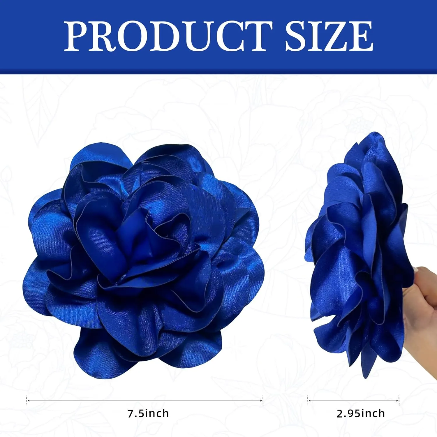 7.5in Extra Large Rose Brooch Exquisite Shiny Satin Camellia Brooch Oversized Flower Brooch Lapel Pin,Suitable For Women Dance Banquet Wedding Hair Clothing Accessories (Sapphire Blue)