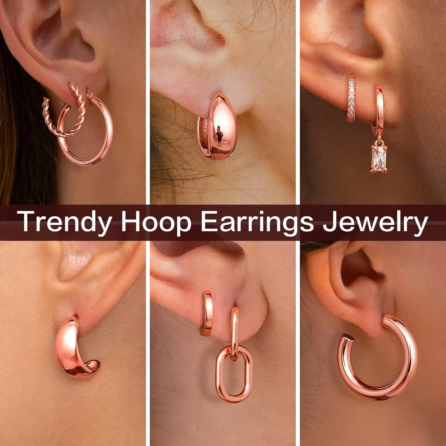 9 Pairs Chunky Gold Hoop Earrings Set for Women Trendy Sterling Silver Dangle Studs Dainty Cute Small Huggie Hoops 14K Plated Hypoallergenic Cartilage Earings Womens Prom Fashion Jewelry Gift