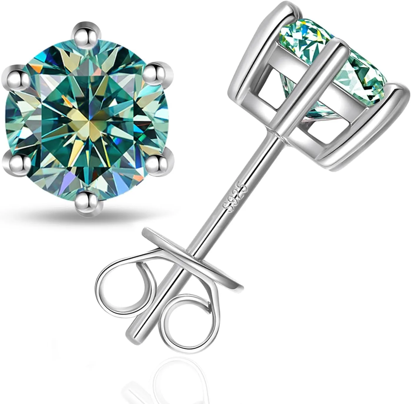 925 Sterling Silver 2CT Moissanite Stud Earrings for Men, D Color VVS1 Moissanite Earrings for Women Hypoallergenic Perfect Jewery Gifts