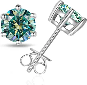925 Sterling Silver 2CT Moissanite Stud Earrings for Men, D Color VVS1 Moissanite Earrings for Women Hypoallergenic Perfect Jewery Gifts