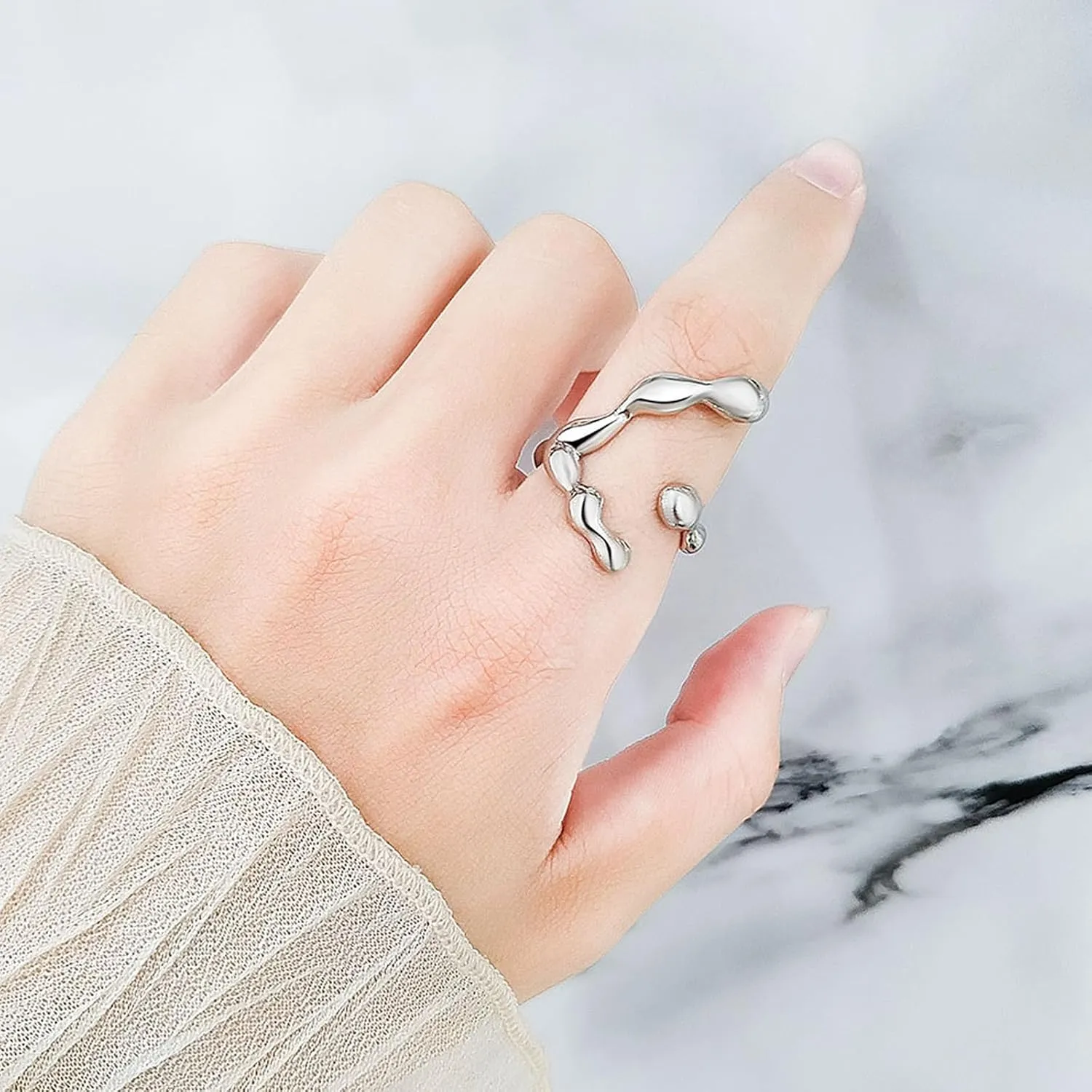 925 Sterling Silver Adjustable Rings Statement Rings Personality Gift for Women