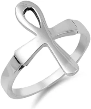 925 Sterling Silver Ankh Cross Ring
