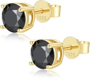 925 Sterling Silver Black Moissanite Earrings for Men,0.8-2CT Stud Earrings for Women Hypoallergenic Perfect Jewelry Gifts