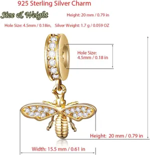 925 Sterling Silver Charms Gold, Jewelry for Bracelets and Necklaces, Family Love Mom Dangle Pendants, Heart Charms Hawaii Beads, Birthday Gift for Women