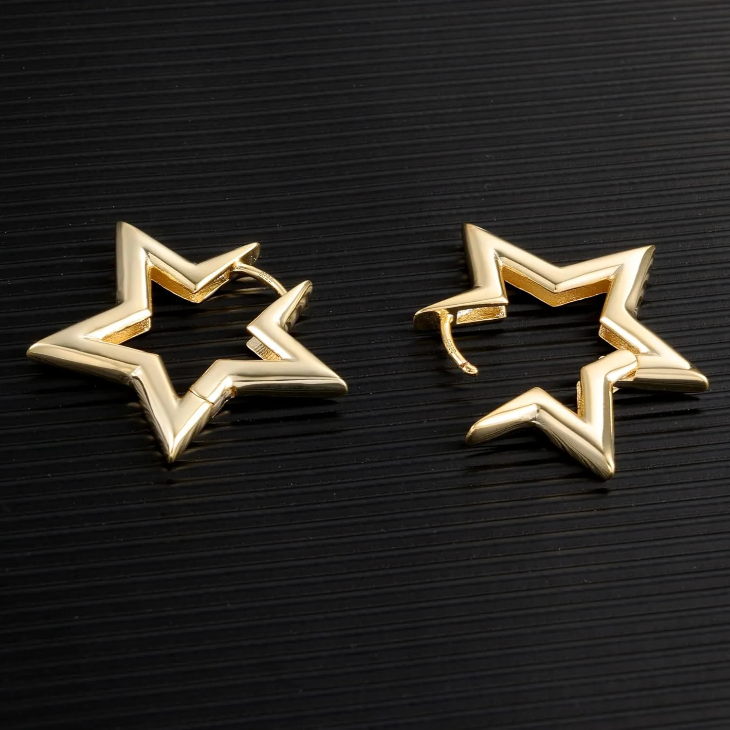 925 Sterling Silver Earrings Star Geometric Rhombus Silver Hoop Earrings for Women Trendy Small Hoop Earrings Silver Hypoallergenic Earrings Small Huggie Hoops Earrings for Jewelry Gifts