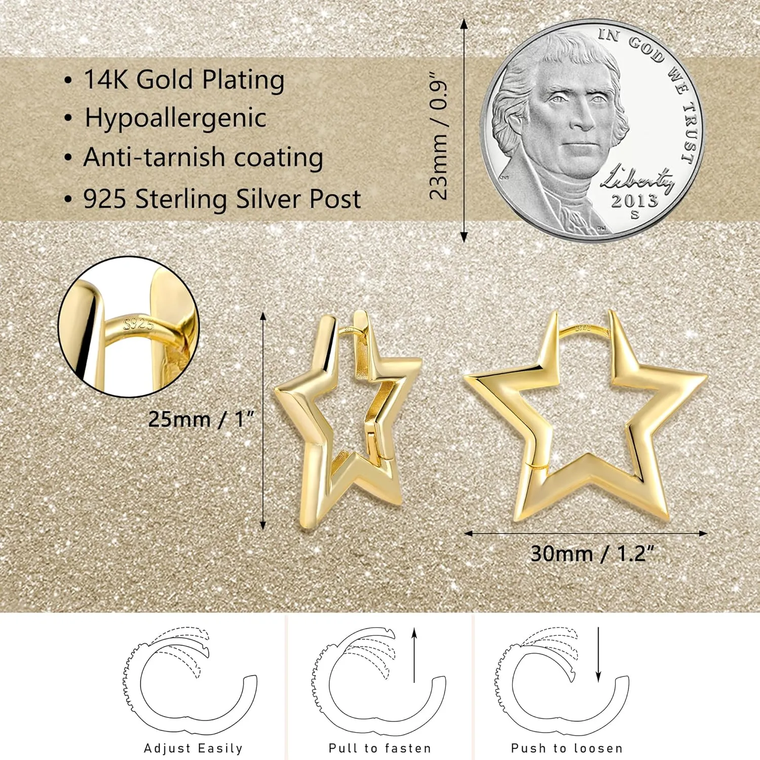 925 Sterling Silver Earrings Star Geometric Rhombus Silver Hoop Earrings for Women Trendy Small Hoop Earrings Silver Hypoallergenic Earrings Small Huggie Hoops Earrings for Jewelry Gifts