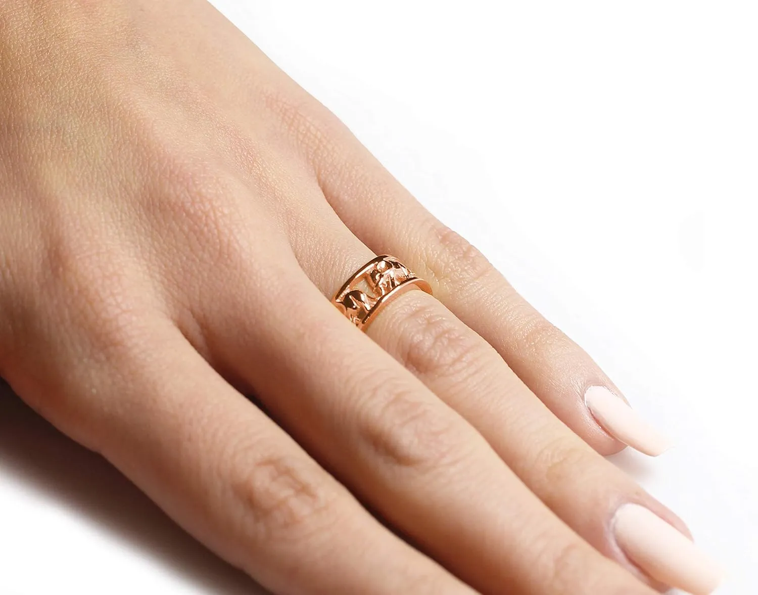 925 Sterling Silver Elephant Family Migration Ring (Comes in Colors)