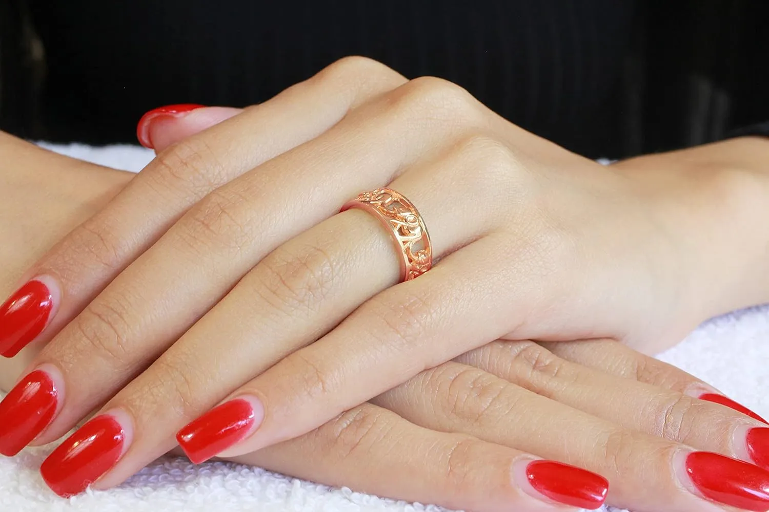 925 Sterling Silver Elephant Family Migration Ring (Comes in Colors)