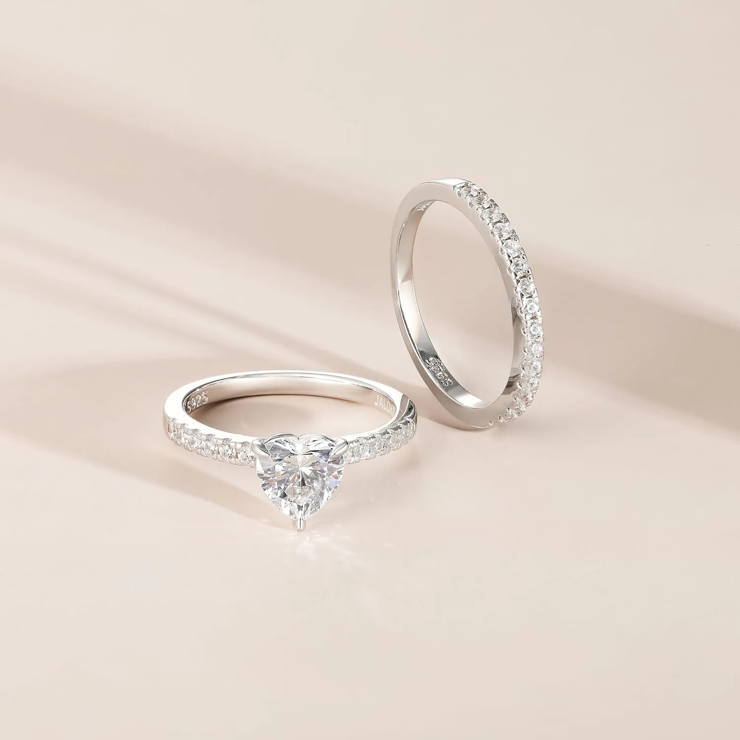 925 Sterling Silver Engagement Rings for Women Heart Cut Cubic Zirconia Wedding Promise Rings for Her Size 4-12.5