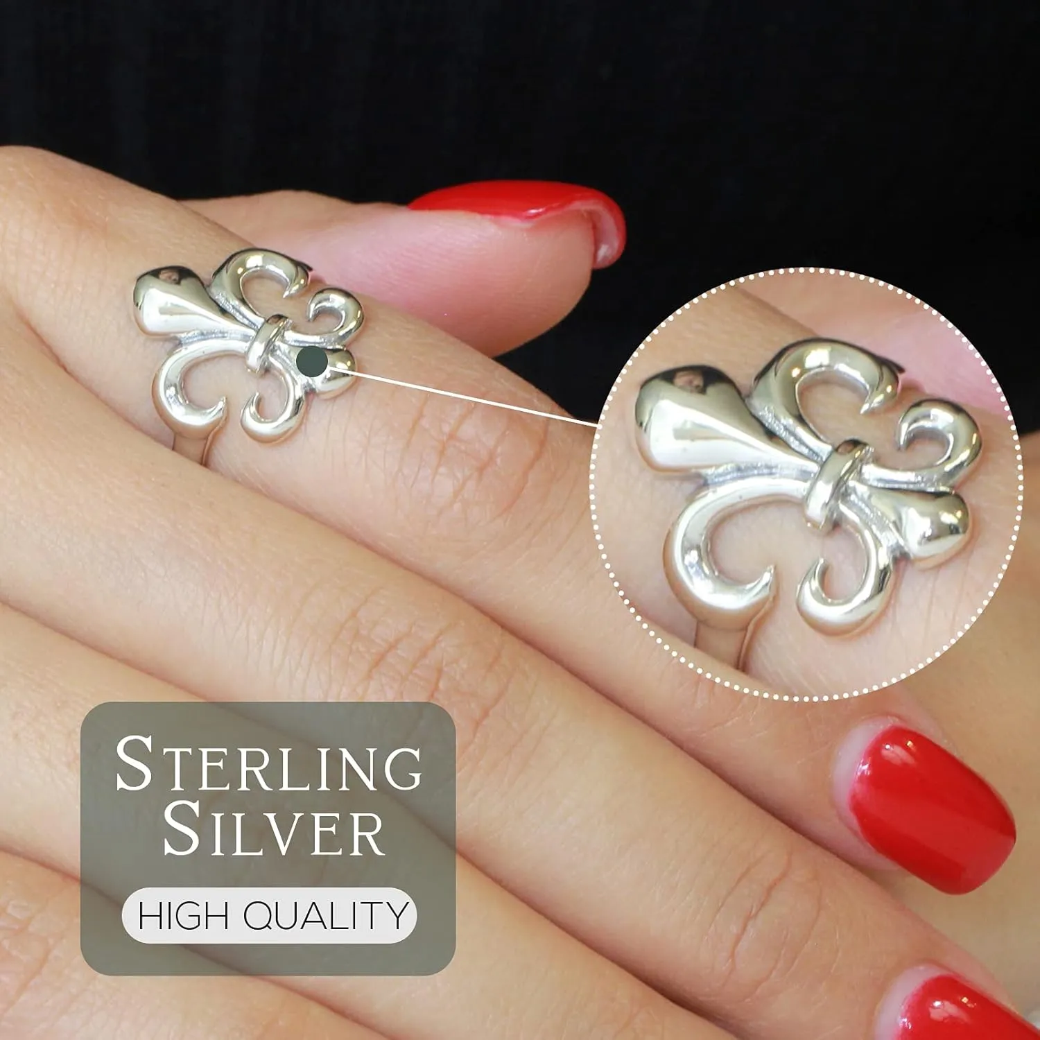 925 Sterling Silver Fleur De Lis Ring
