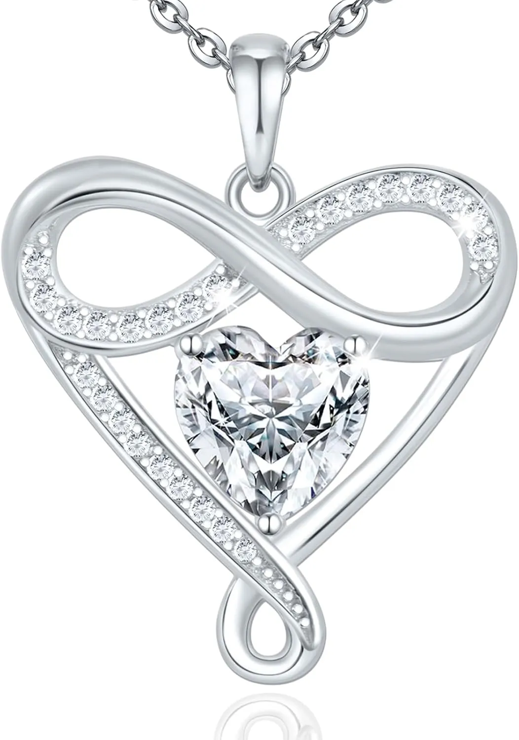 925 Sterling Silver Infinity Necklace - Exquisite Silver Jewelry for Women, Love Heart Necklace for Birthday, Anniversary, Valentines Day - Ideal Gift for Girlfriend, Wife, Mom, or Her