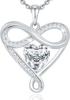 925 Sterling Silver Infinity Necklace - Exquisite Silver Jewelry for Women, Love Heart Necklace for Birthday, Anniversary, Valentines Day - Ideal Gift for Girlfriend, Wife, Mom, or Her