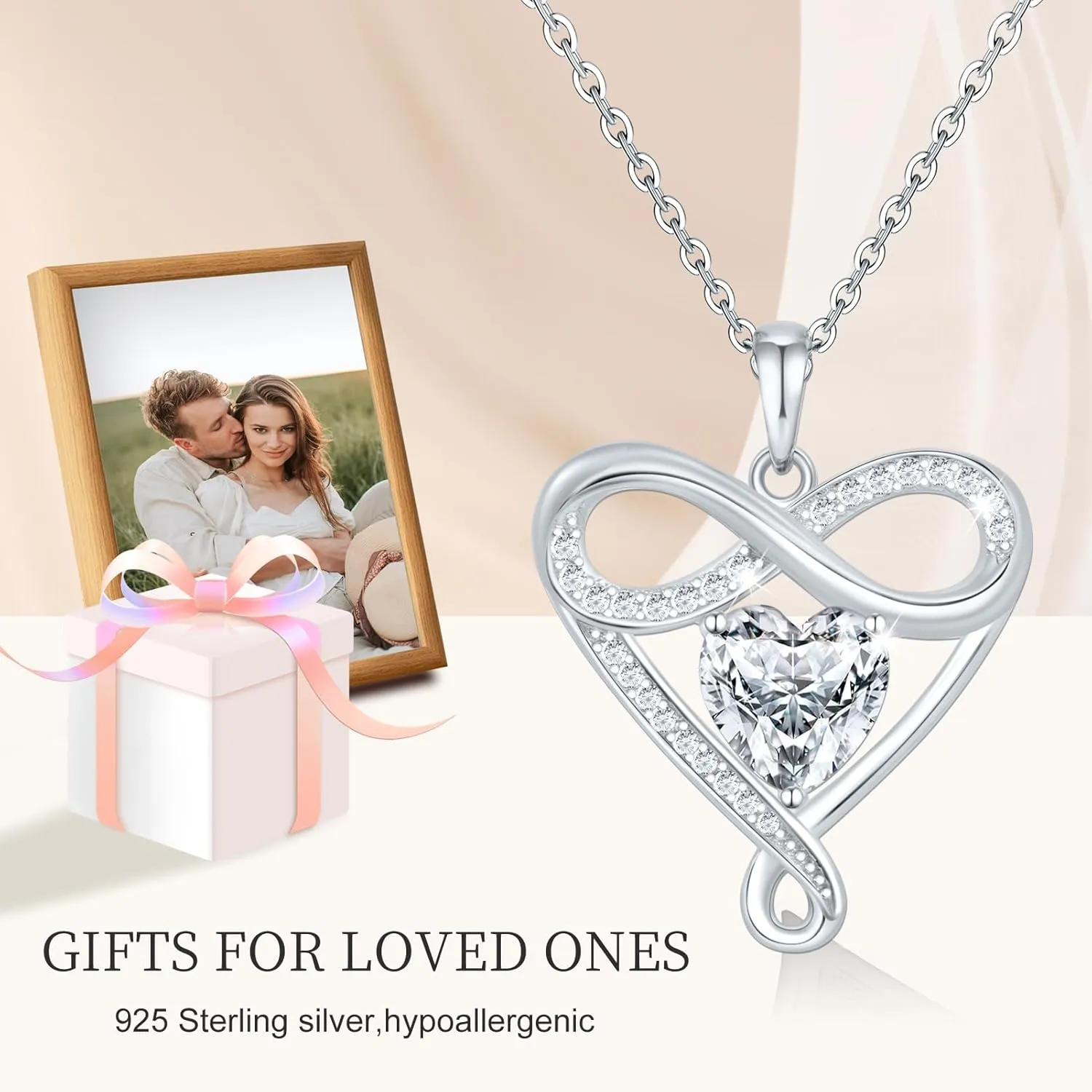 925 Sterling Silver Infinity Necklace - Exquisite Silver Jewelry for Women, Love Heart Necklace for Birthday, Anniversary, Valentines Day - Ideal Gift for Girlfriend, Wife, Mom, or Her