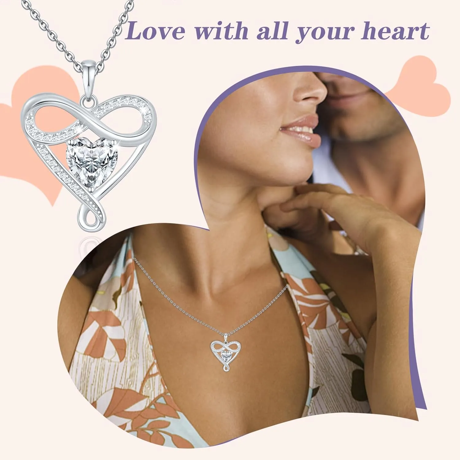 925 Sterling Silver Infinity Necklace - Exquisite Silver Jewelry for Women, Love Heart Necklace for Birthday, Anniversary, Valentines Day - Ideal Gift for Girlfriend, Wife, Mom, or Her