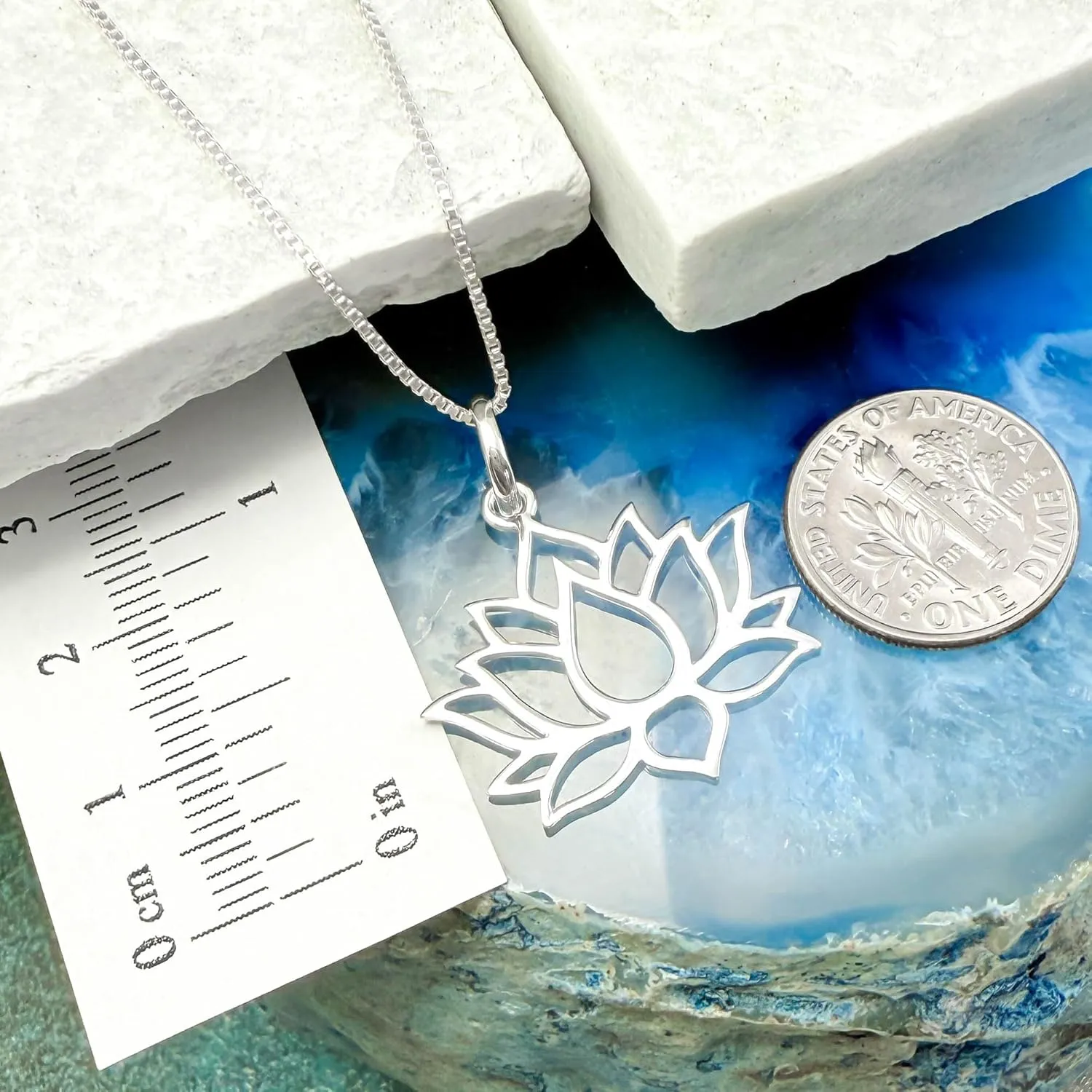 925 Sterling Silver Lotus Flower Necklace for Women Teen Girls Everyday Casual Motivational Gift Jewelry for Her Zen Necklace (18 inches)
