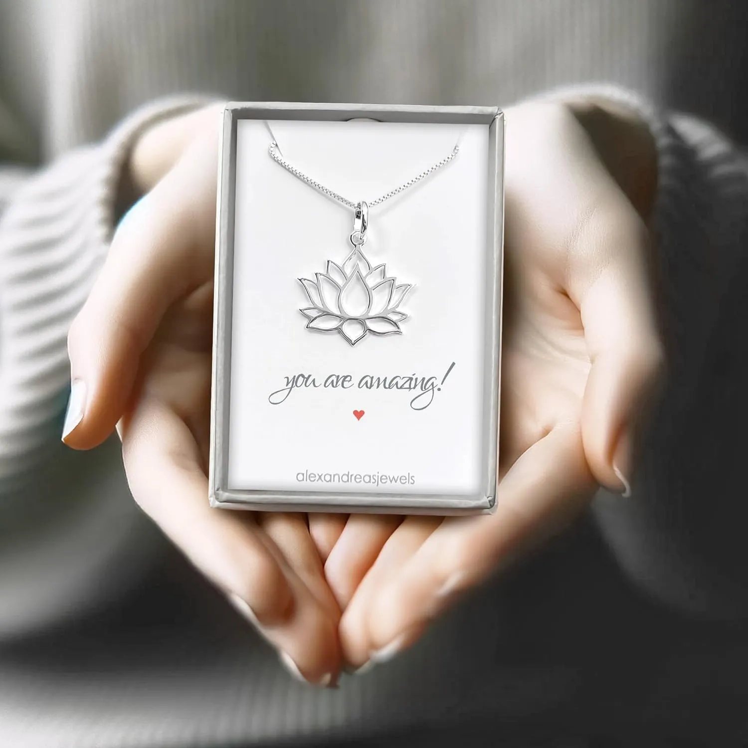925 Sterling Silver Lotus Flower Necklace for Women Teen Girls Everyday Casual Motivational Gift Jewelry for Her Zen Necklace (18 inches)