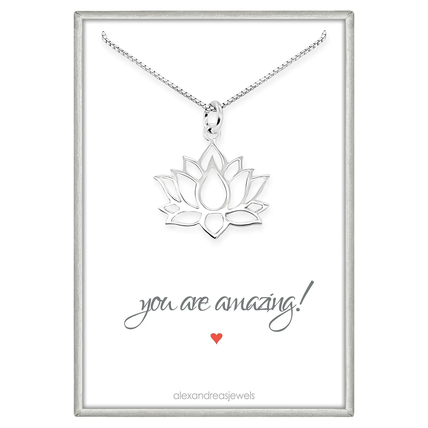 925 Sterling Silver Lotus Flower Necklace for Women Teen Girls Everyday Casual Motivational Gift Jewelry for Her Zen Necklace (18 inches)