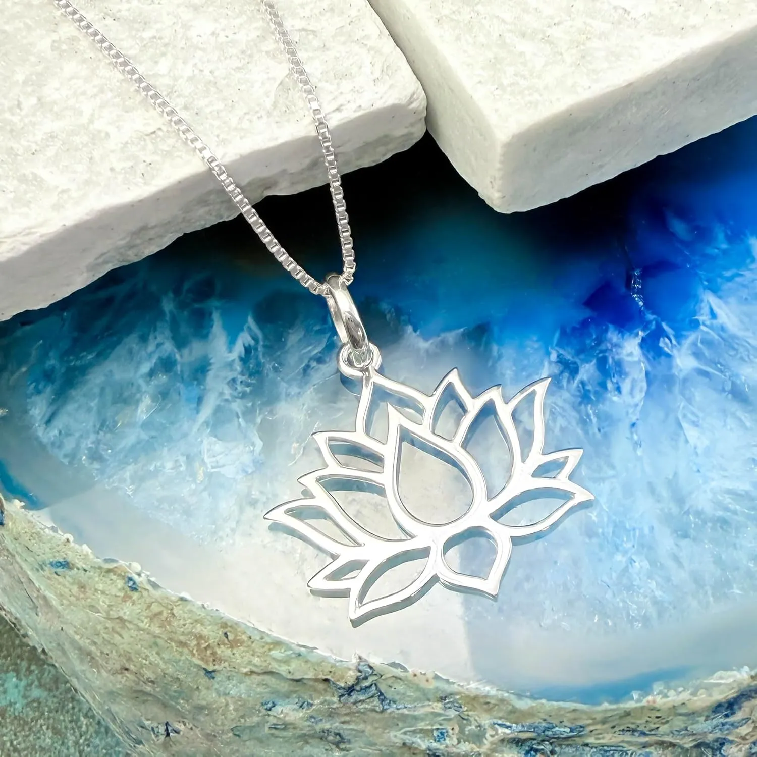925 Sterling Silver Lotus Flower Necklace for Women Teen Girls Everyday Casual Motivational Gift Jewelry for Her Zen Necklace (18 inches)