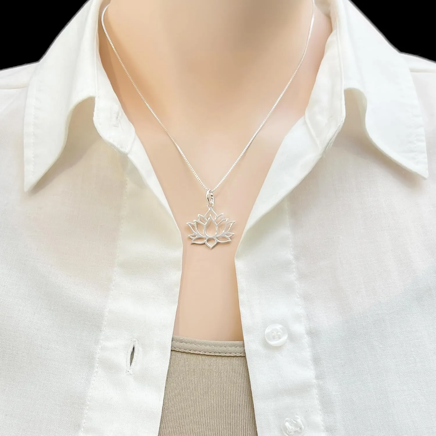 925 Sterling Silver Lotus Flower Necklace for Women Teen Girls Everyday Casual Motivational Gift Jewelry for Her Zen Necklace (18 inches)