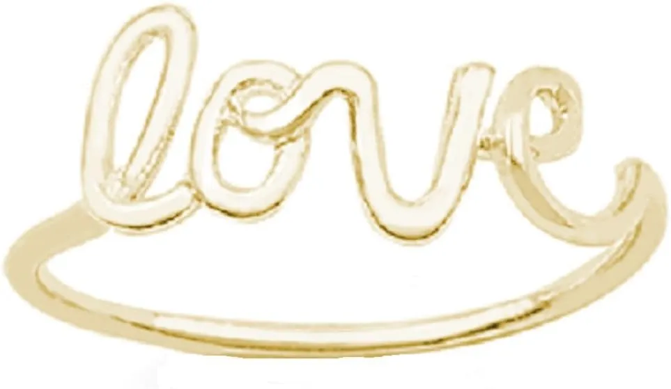 925 Sterling Silver Love in Script Wire Ring (Comes in Colors)